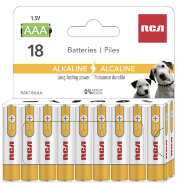 RCA Alkaline “AAA” Batteries ~ 18/pack